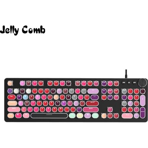 Jelly Comb Backlit Wired Machinery Keyboard Punk Machinery Keyboard Metal Machinery Round Key Cap104 keys Keyboard Multimedia