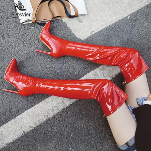 New Thigh High Boots Women Sexy High Heels Over-the-knee Boots Sexy Pointed Toe Autumn Winter Fetish Boots Shoes Female Big Size
