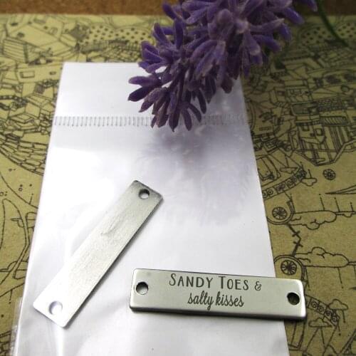 20pcs-- Beach Connector Sandy Toes & Salty Kiss stainless steel charms more style for choosing DIY Charms pendants for necklace 30x7mm