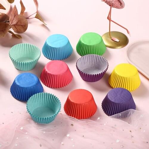 100x White Plain Cupcake liners Red Brown Green Black Blue Purple Dot Baking Muffin Box Cup Case Cake Mold Party Cake Decorating