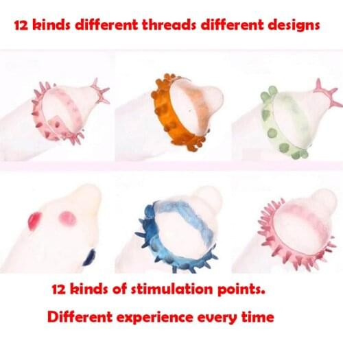 12pcs condoms with 12kinds threads fidget toys sexy toy for man and women Full Oil Smooth Lubricated