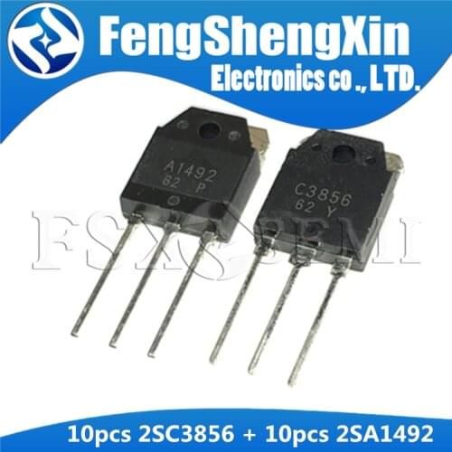 20pcs/lot 2SA1492 2SC3856 TO-3P 10pcs A1492 + 10pcs C3856 PNP Power Transistors