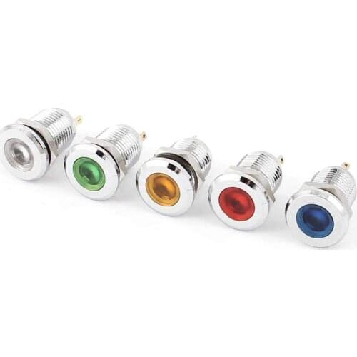 5Pcs 12mm Mounted Thread 12V 24V 220VRed Green Yellow Blue White LED Indicator Light