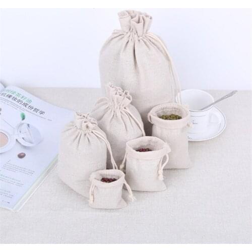 500Pcs/Lot Cotton Linen Storage Package Bag Drawstring Bag Small Coin Purse Travel Women Small Cloth Bag Christmas Gift pouch