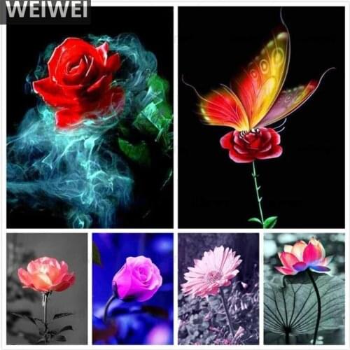 5D DIY Diamond Painting Flower Landscape Art Cross Stitch Rhinestone Mosaic Full Square Round Diamond Embroidery Rose Home Decor