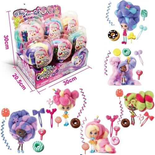 6PCS/Lot 7.5cm Action Figure Blind Box Toys Candylocks Doll Sweet Treat Hairdressing Accessories Hair Long 40cm Girl Toys Gift