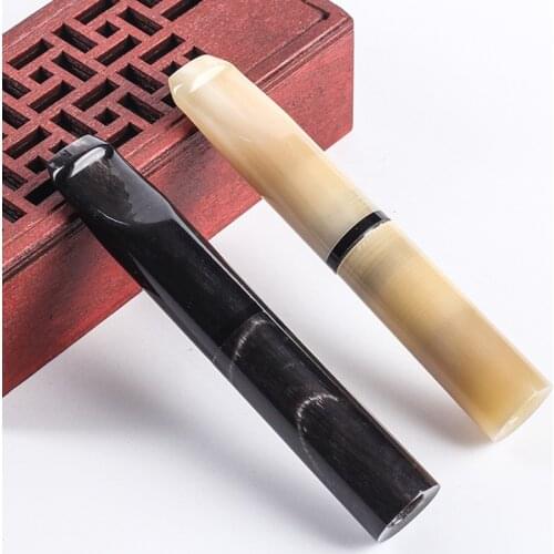 9mm Natural Horn Double Filtration Tobacco Tar Filter Cigarette Holder Recyclable Health Smoking Mouthpiece Gadgets For Men