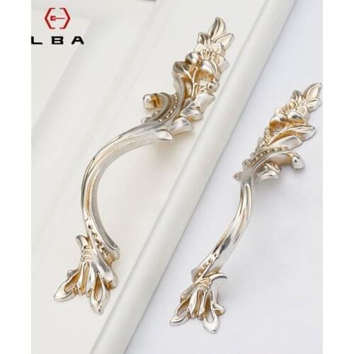 Antique European Ancient Silver Handle American Style Simple Garden Handles Wine Cabinet Drawer Flush Closet Door Handle