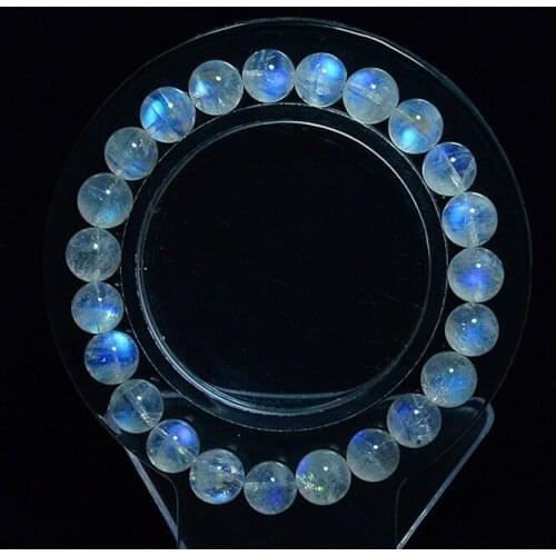 Free shipping Natural Blue Light Moonstone Crystal Clear Round Beads Bracelet 8mm AAAA