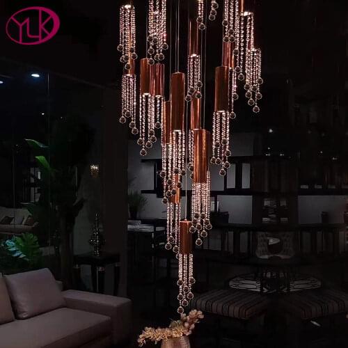 Modern chandelier for staircase luxury living room crystal lamps round/square hanging cristal light fixtuer home decor lighting