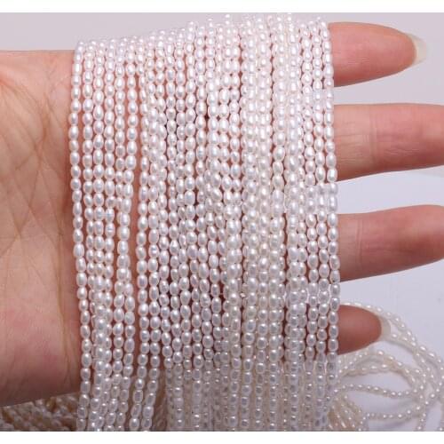 Natural Freshwater Cultured Pearls Beads High Quality Rice Shape for Jewelry Making Bracelet Necklace Size 2-2.5mm