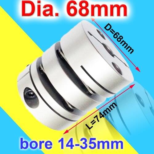 1PC Dia. 68mm Disk Coupling Motor Disc Double Diaphragm Encoder Elastic Connector 14/15/16/19/20/22/25/28/30/35mm Aluminum Alloy
