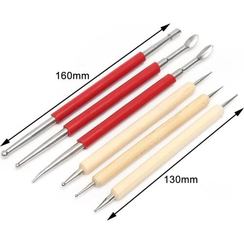 DIY 6pcs Leather Craft PMC Carving Modelling Splicing Embossing Spoon Stylus Tool