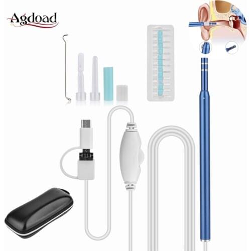 HD Visual Ear Cleaner Earpick Wax Remover Adjustable LED Brightness Ear Endoscope Mouth Hair Otoscope Support Android PC Type-C