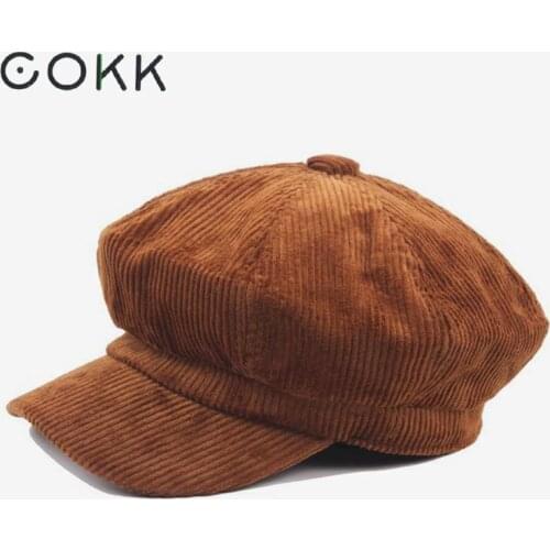COKK Newsboy Cap Beret Female Autumn Winter Hats For Women Men Octagonal Cap Painter Hat Vintage England Gorras Boina Feminina