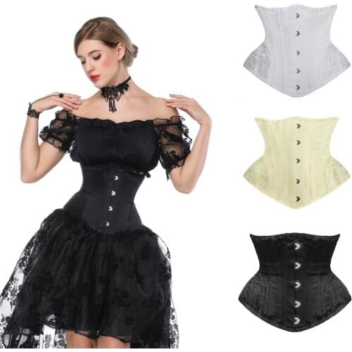 Waist trainer Gothic Underbust Corset Waist cincher steampunk Bustiers Curved Hem Bustiers Embroidery Short Slimming Belt