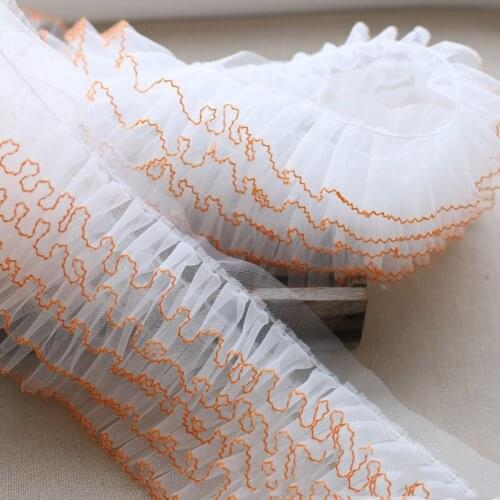 100cm DIY Clothing Pleated Fold Chiffon Yarn Lace Mesh Lace Trim Girl Dress Gauze Ruffles Accessories Width 16cm