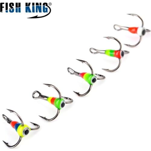 Fishing Hooks 5pcs 5colors 8# 10# 12# 14# Winter ice Fishing Jig Treble Hook High Carbon Steel Fishing Tackle Tools Pesca