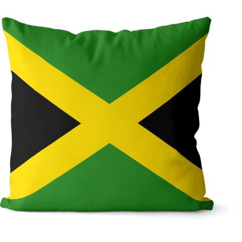 Flag of Jamaica pattern square pillowcase pure cotton linen pillowcase party home decoration sofa cushion cover 45x45cm 40x40