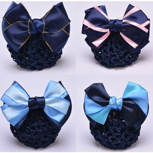 Fashion Professional Hair Floral Lace Satin Bow Hair Net Barrette String Clamp Stretchy Acces Valentines Day p# Dropship