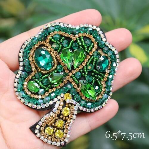Fashion Handmade tree rhinestone beaded patches for clothing DIY sew on patch embroidered applique head sequins Parches