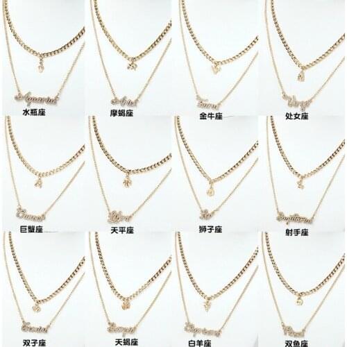 Fashion Yayi Jewelry White Crystal Bib Statement Band Pendant Bib Chunky Collar Party Gift Zodiac alphabet Necklaces