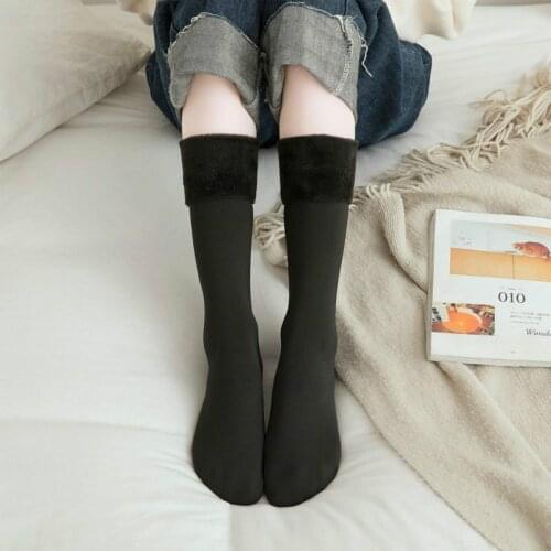 Padded Thermal Winter Socks Women Ladies Warm Socks Thicken Thermal Wool Cashmere Knee Socks Seamless Velvet Boots Stocking Soft