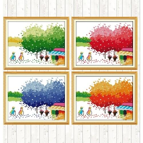 Joy Sunday DIY Crafts Cross Stitch Package Home Decor Embroidery Kit Needlework Embroidery Patterns 14ct 11ct Count Print Canvas