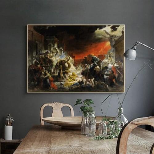 Wall Art Decorative Painting The Last Day of Pompeii by Karl Bryullov, Famous Painting Art Canvas Poster Print Picture for Room