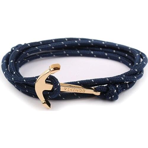 Fashion Nylon Bracelets For Men Women Couple Gifts Wrap Braided Wristband Male Bracelet Rope Alloy Hook Anchor Bangle Handmade