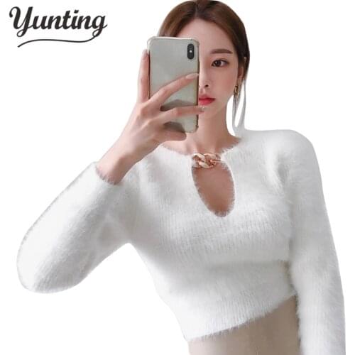 New 2020 Women Sweater Autumn Winter High Elastic O-neck Tops Korean Long Sleeve O-Neck Pullover Lady Slim Sexy Sweaters