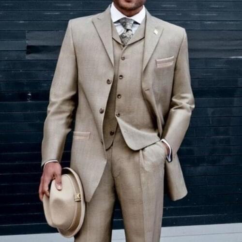 Latest Men Suits Tuxedos Peaked Lapel Wedding Suits For Men blazer masculino 3 Pieces Slim Fit (Jacket+Pants+Vest)