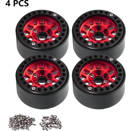 4PCS 1/10 1.9inch Metal Beadlock Rim Wheel Hub Fit 1.9 Tires For 1:10 Crawler Axial SCX10 III Capra Traxxa TRX4 TRX6