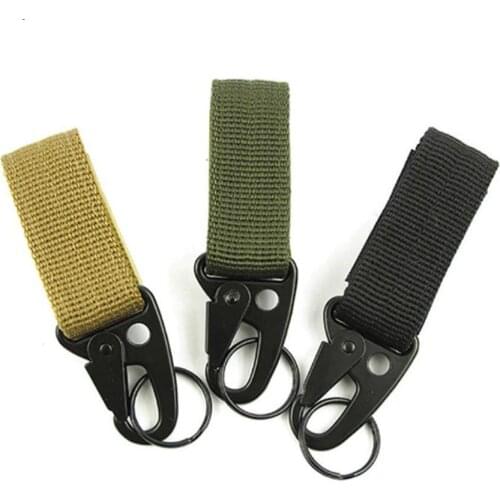 Outdoor Nylon Webbing Hang Buckle Military Fan Multi-function Keychain Carabiner Eagle Mouth Black 11cm Key Ring