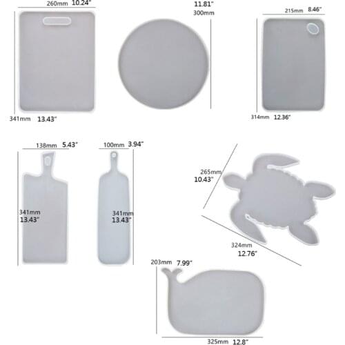 N0HE Beach Turtle Whale Tray Resin Mold Round Rectangle Serving Tray Coaster Silicone Molds Epoxy Resin Tray Molds Craft Tool