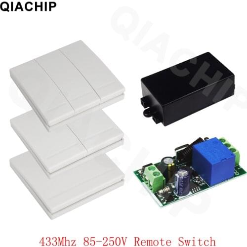 QIACHIP 433 MHz AC 85V 110V 220V 1 CH Wireless Remote Control Receiver Relay Switch Module LED Light Lamp Controller 433.92 MHz