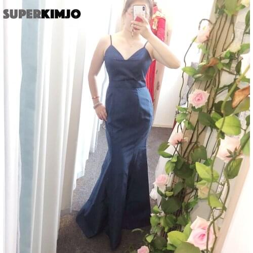 SuperKimJo Navy Blue Bridesmaid Dresses Long Mermaid Custom Cheap Wedding Party Dresses 2020 Vestido Boda Mujer Invitada