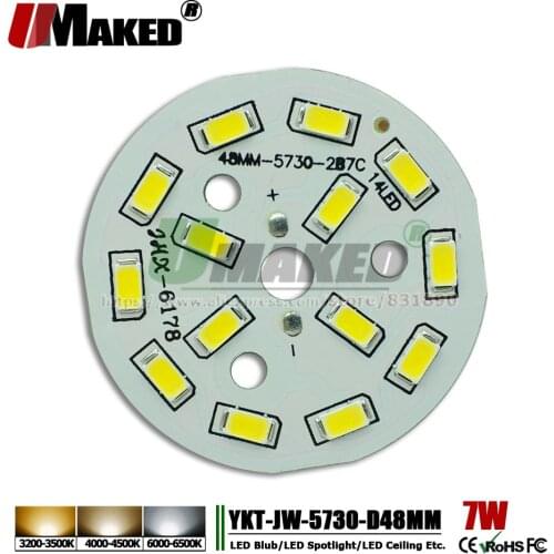 UMAKED 7W 48mm LED Light PCB Installed SMD 5730 LEDs Aluminum Lamp plate Warm/Natural/White Color for Bulb Ceilig lights DIY