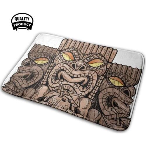 Tiki Trio 3D Household Goods Mat Rug Carpet Cushion Tiki Tiki Lounge Tiki Culture Hawaii Blue Hawaii Kaawasaki Sam Campos Pine