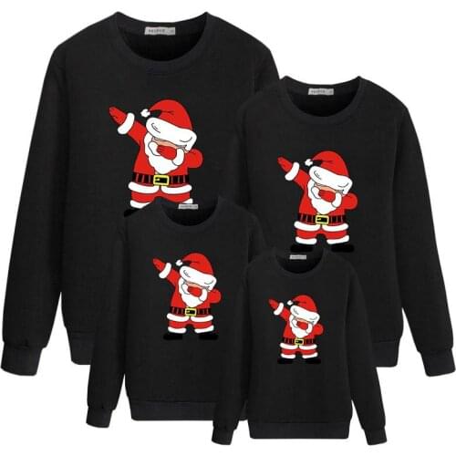 Baby Boys Girls Tops Matching Family Outfits Parent-child Clothing Santa Claus Printing Mom Dad Daughter Son Long Sleeve Tops