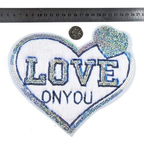 Towel Embroidery Love Heart Patch Sequin Patch Sew On Cheap Embroidered Patches For Clothes Stripes DIY Applique Badge