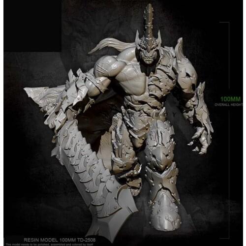 YUFAN GK Statue Handmade White Model Height 100mm Orc Warlord Resin Soldier (Unpainted Kits ) TD-2508
