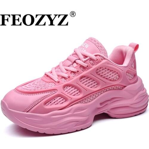 FEOZYZ New Fashion Chunky Sneakers Women Men Breathable Couple Trainers Running Shoes Female Male