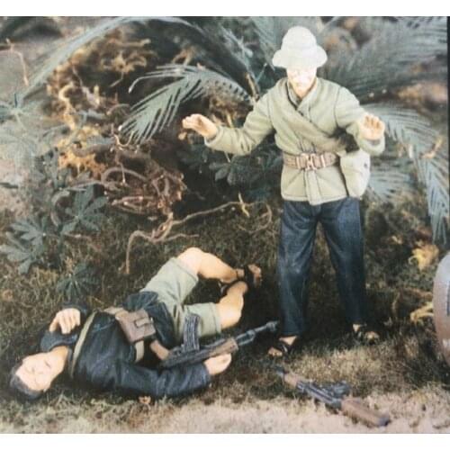 1/35 Scale Vietnam War Viet Cong surrender 2 people Miniatures Unpainted Resin Model Kit Figure Free Shipping
