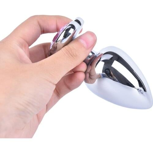 1 PCS Stainless Steel Metal Big Butt Plug Sex Toys Heart Shape Crystal Jewelry Metal Butt Plug L 90mm, S 70mm
