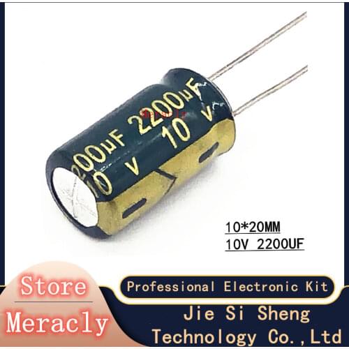 10pcs 10V 2200UF Wholesale aluminum electrolytic capacitors 20% high frequency and low resistance, good quality