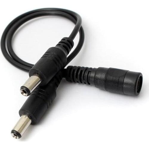 DC Power 1 Female To 2 Male plug Splitter Adapter 5.5 x 2.1mm For CCTV Camera Cable,LED Strip,min:1pcs