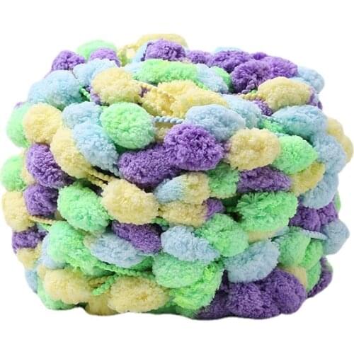 125g/roll Pompom Yarn Super Soft Colorful Thread with Pearl Bobo Ball DIY Hand-knitting Crochet For Scarf Sofa Cushion Blanket