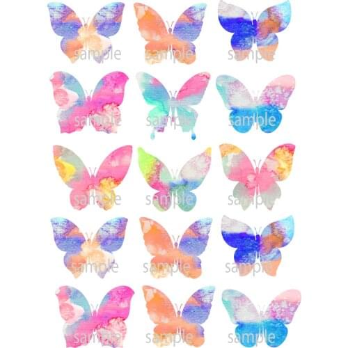15 Big Mixed Watercolor Butterfly Edible Cake Topper Wafer Rice Paper Cake Cupcake Cookie Topper Wedding Cake Decoration Supply