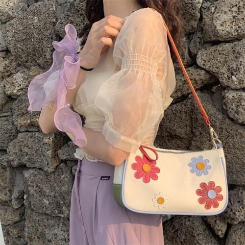 2020 New summer flowers bag Womens Designer Handbag vintage canvas Tote bag Fashion girl PU Leather Shoulder Bag Purse sac